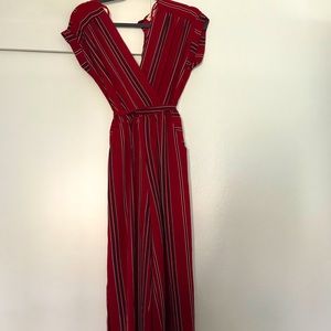Striped jumpsuit in red